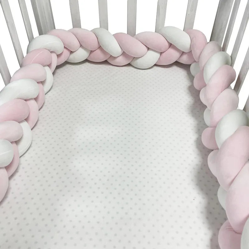 Baby Crib Protector Bed Braid Knot Cushion for Infant Kids 3 Shares Toddler Baby Bed Bumpers In The Crib Newborn 1M/2M/3M/4M